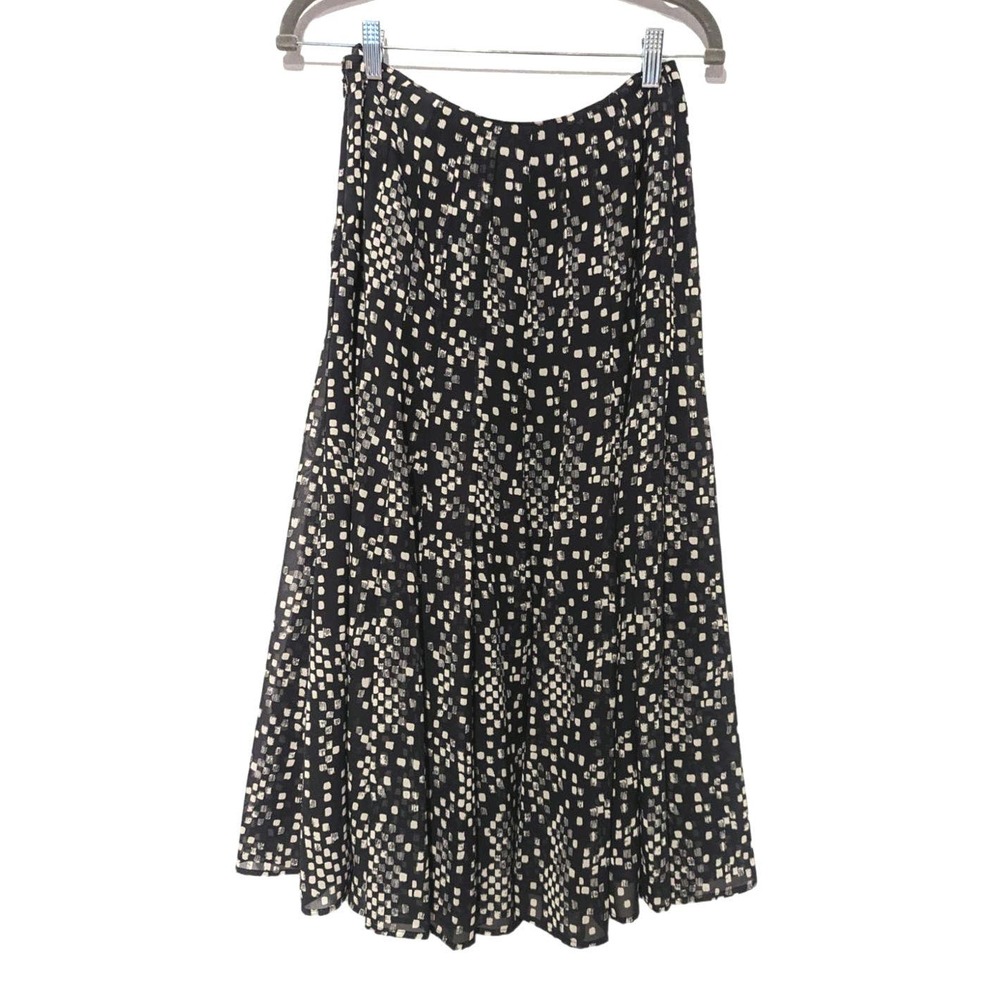 Jones New York Ruffle Midi Skirt Monochrome Black and White
